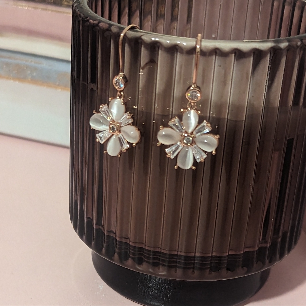 Rosegold Gemstone Dangly Earrings New!